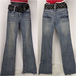 One Tuff Babe Belted Light Wash Bootcut Jeans